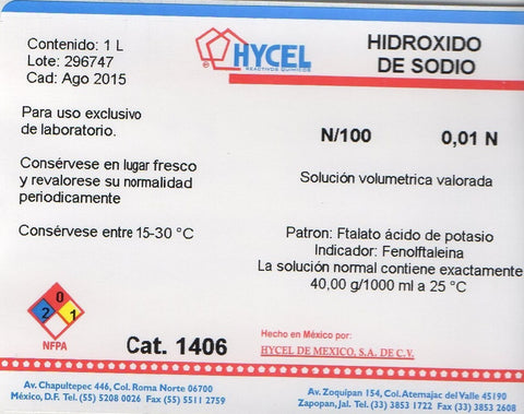 SODIO HIDROXIDO 1 NORMAL o MOLAR o FRACCIONAL (a especificación exacta)