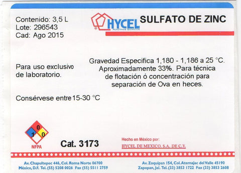ZINC SULFATO 33.3% p/Flotacion heces